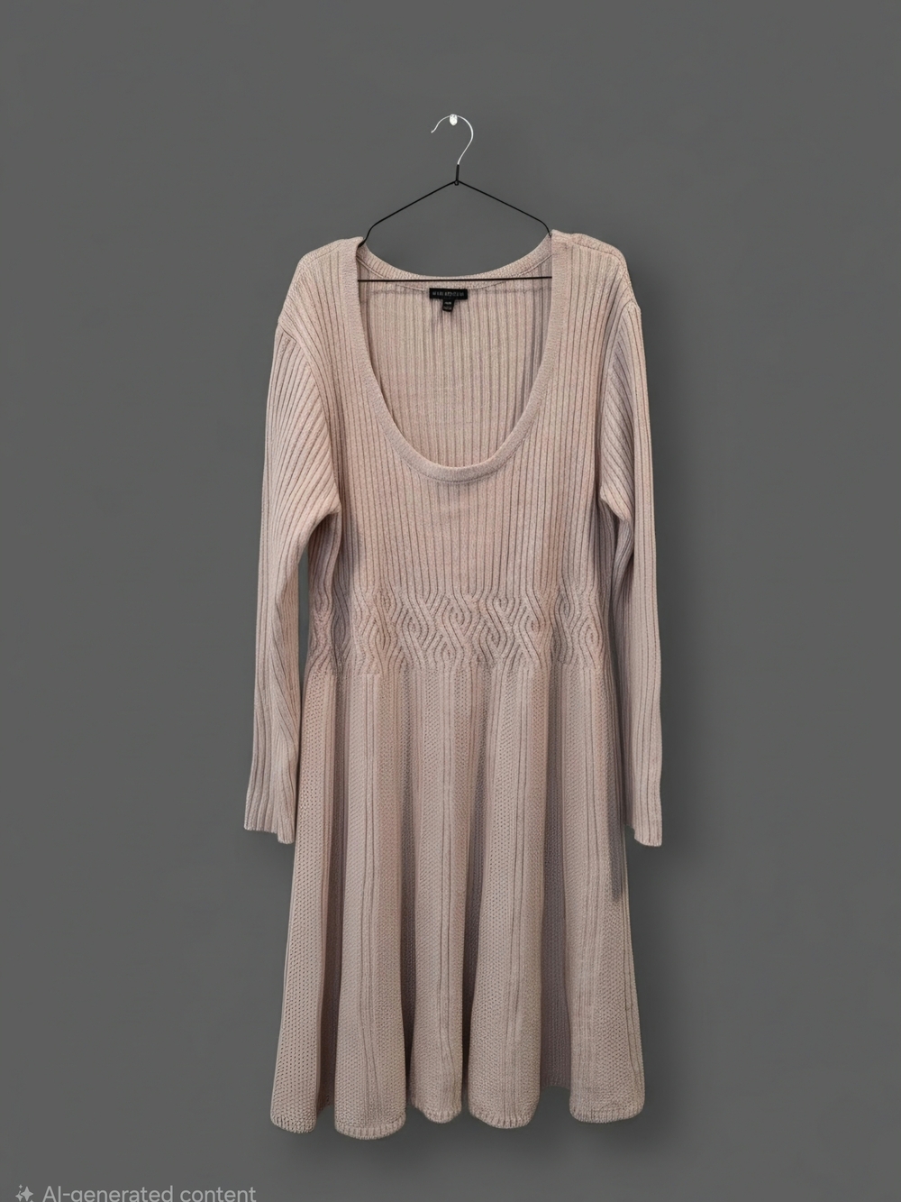 Lane Bryant Dusty Pink Ribbed Scoop Neck Knit Dress